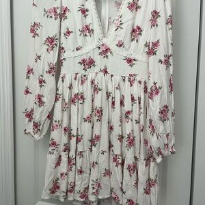 Altar'd State Floral Mini Dress - White and Pink NWOT Sz XS
